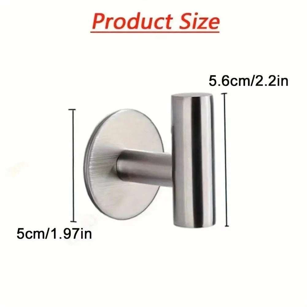 Stainless Steel Adhesive Wall Hook - Heavy-Duty, No-Drill Install