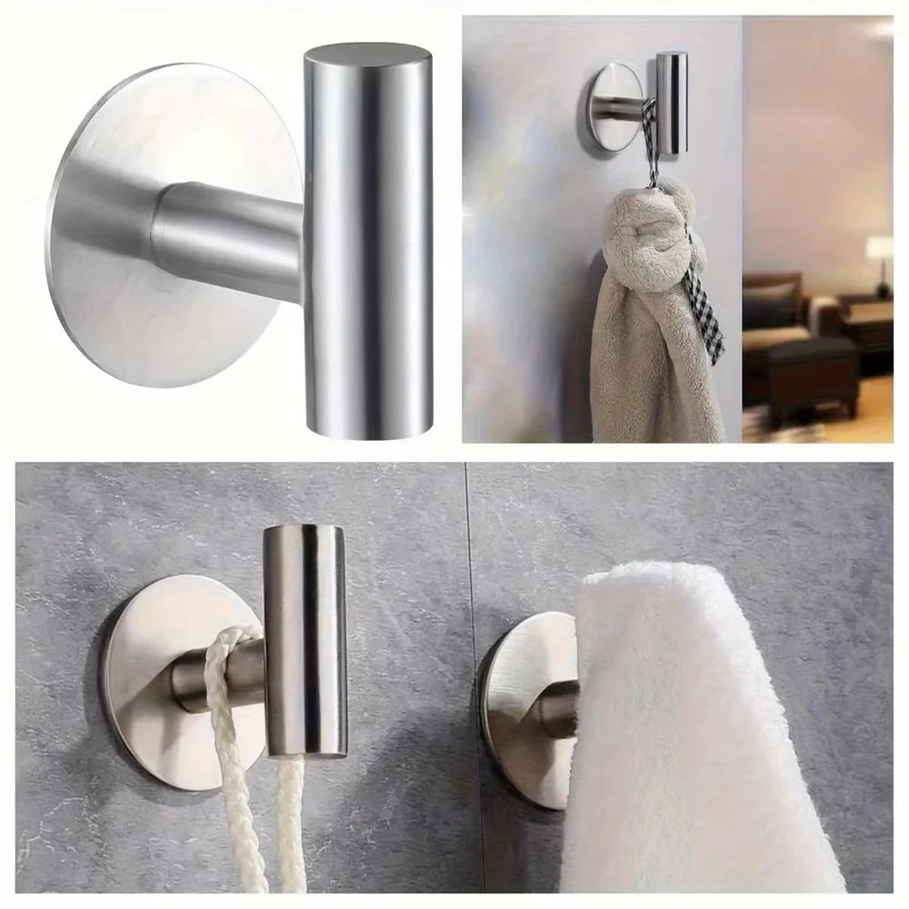 Stainless Steel Adhesive Wall Hook - Heavy-Duty, No-Drill Install