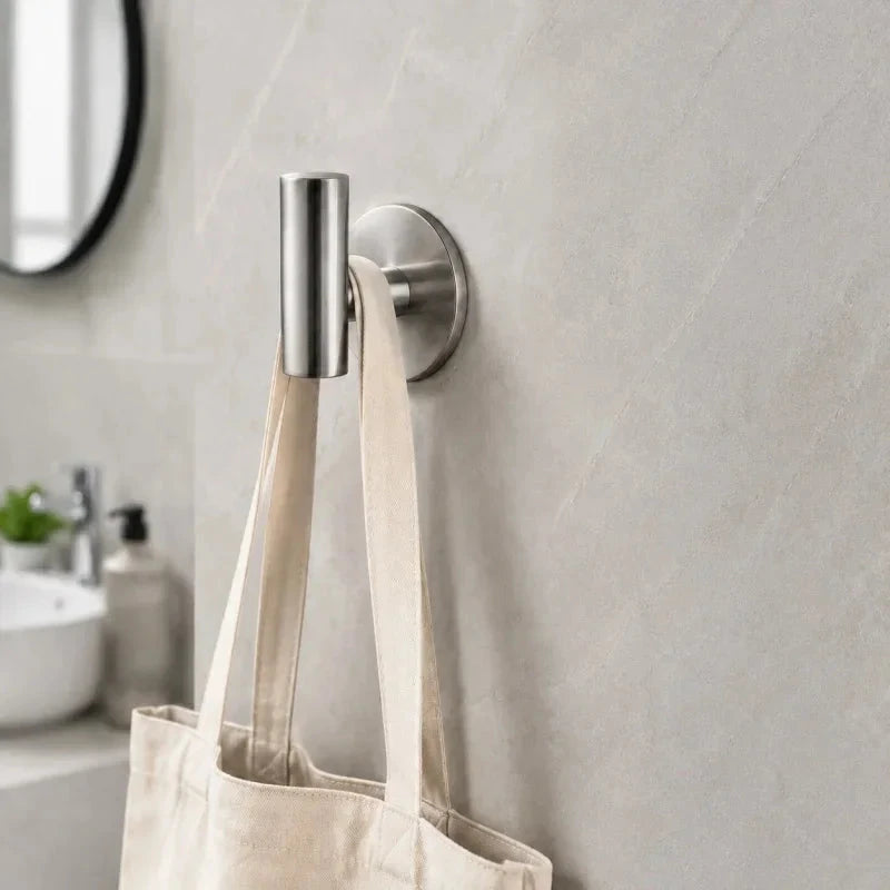 Stainless Steel Adhesive Wall Hook - Heavy-Duty, No-Drill Install