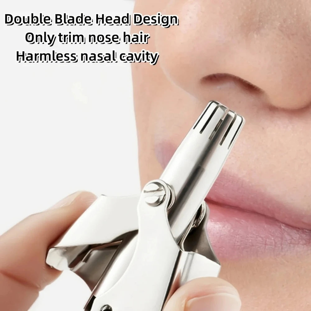 Stainless Steel Manual Nose & Ear Hair Trimmer - Washable, Portable