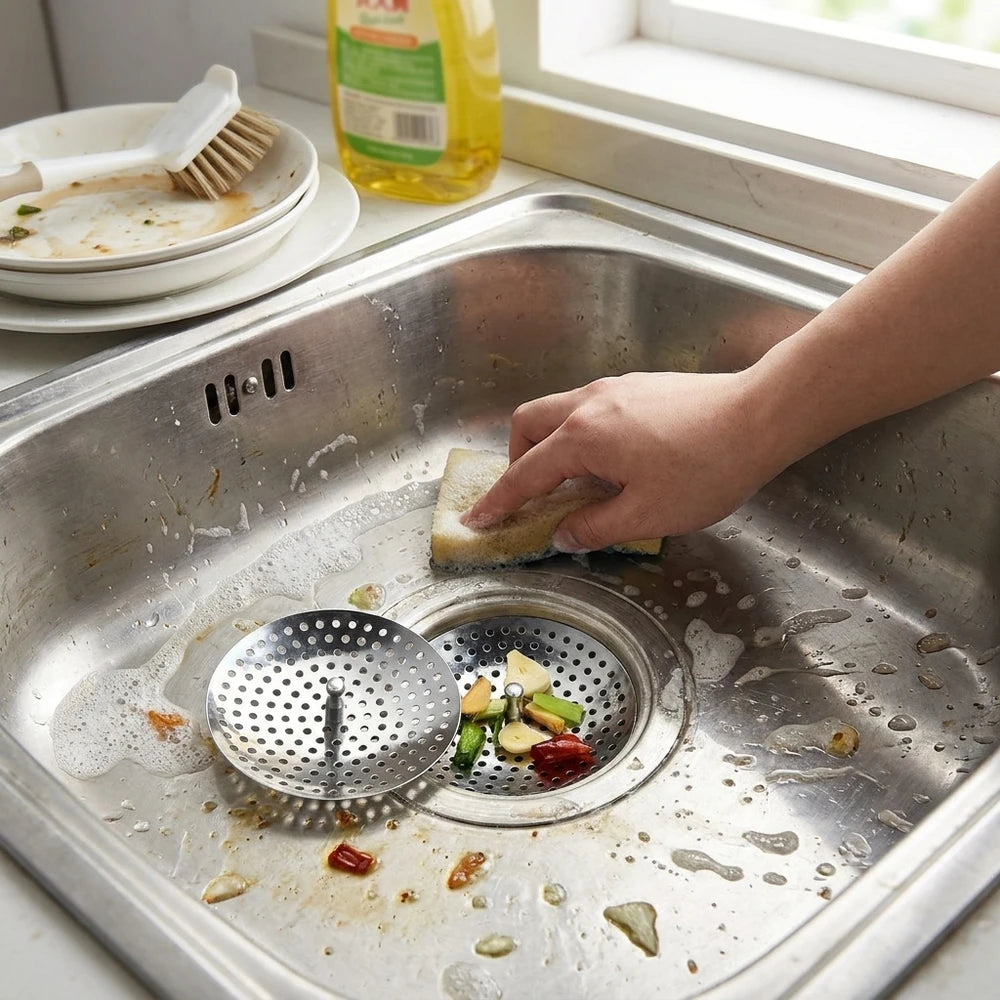 Stainless Steel Sink Strainer - Drain Hair Catcher & Filter