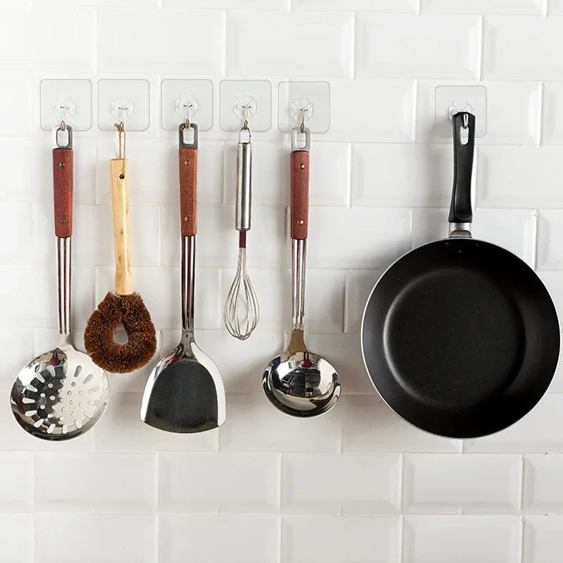 Strong Adhesive Wall Hooks - Transparent, Heavy-Duty, No Drilling