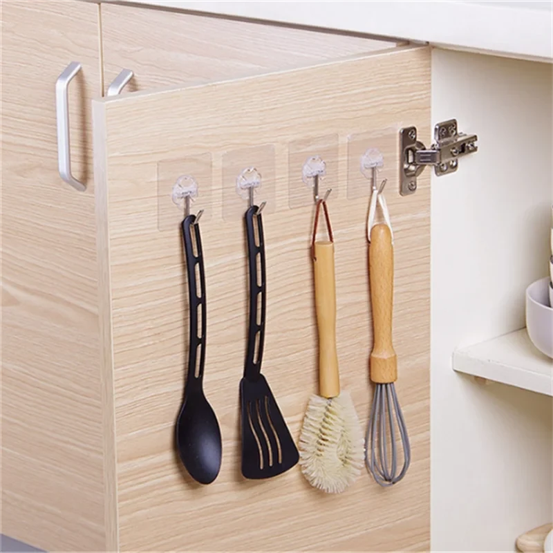 Strong Adhesive Wall Hooks - Transparent, Heavy-Duty, No Drilling