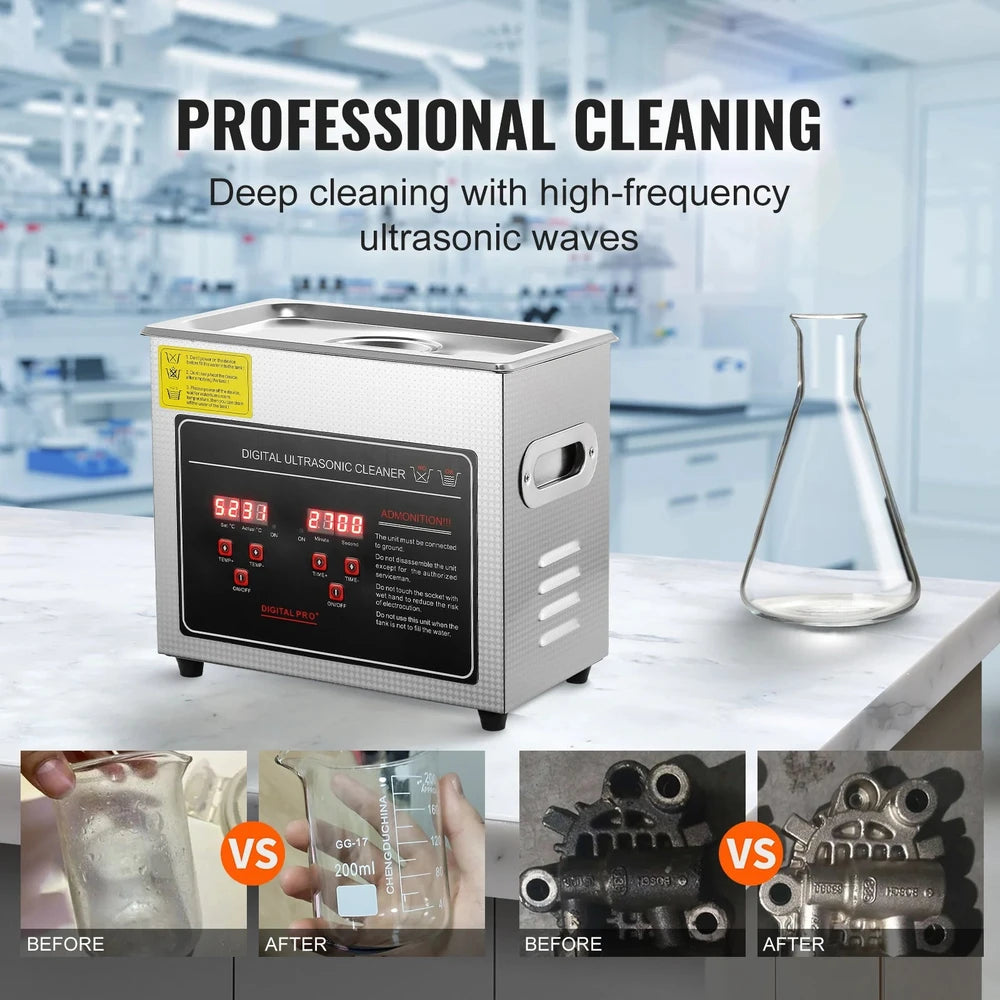 SucceBuy Stainless Steel Ultrasonic Cleaner for Jewelry & Tools