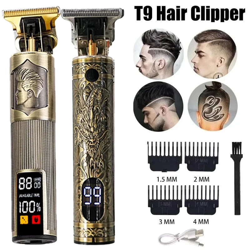 T9 Professional Hair Trimmer - 0mm Bald Fade Clipper, USB Rechargeable