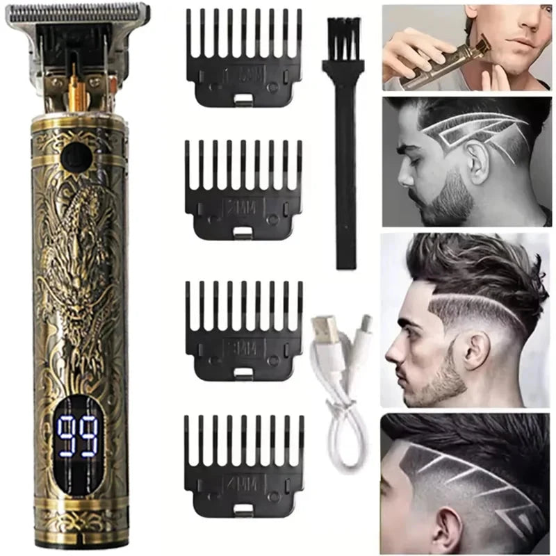 T9 Professional Hair Trimmer - 0mm Bald Fade Clipper, USB Rechargeable