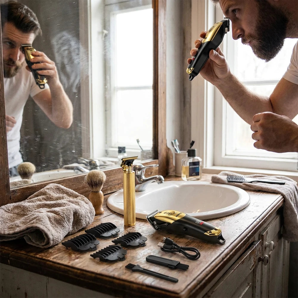 T9 Vintage Hair Clipper & Beard Trimmer Kit with Nose Trimmer