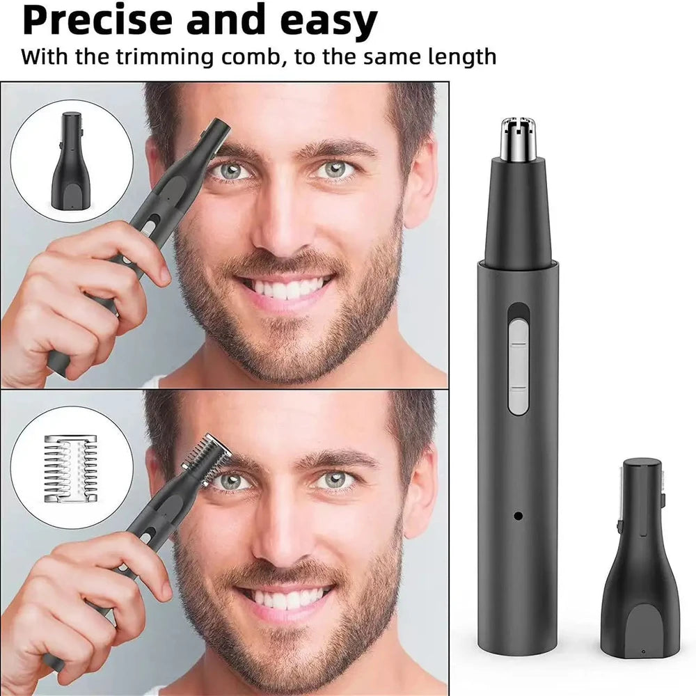 Three-in-One Electric Nose & Eyebrow Hair Trimmer, USB Rechargeable