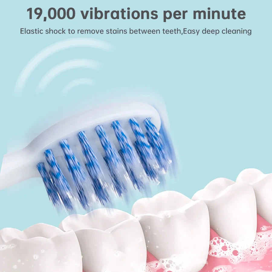 Tongwode Sonic Electric Toothbrush - Waterproof with 6 Brush Heads