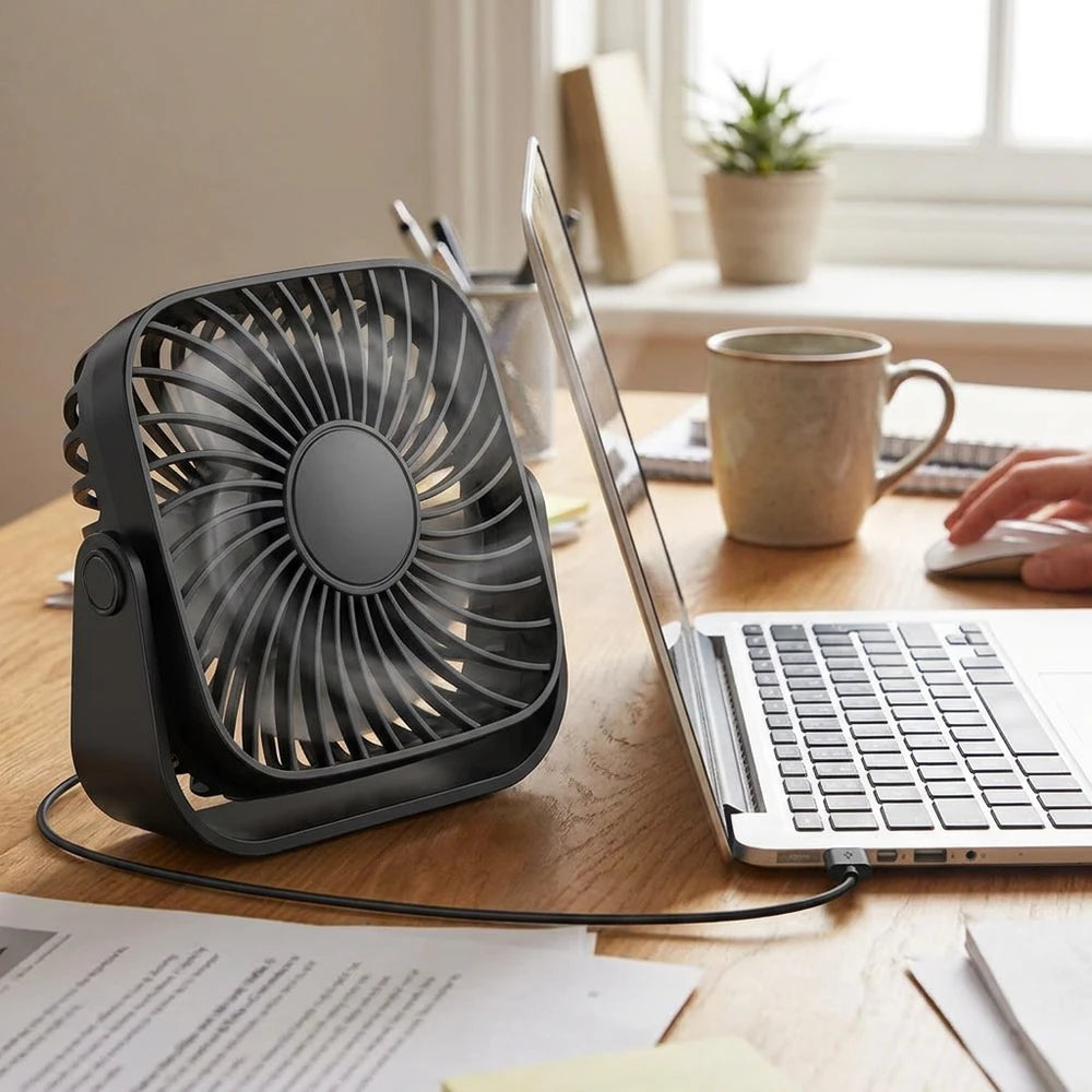TOPK 4-Inch Mini USB Fan - 3-Speed Portable Desk & Camping Fan