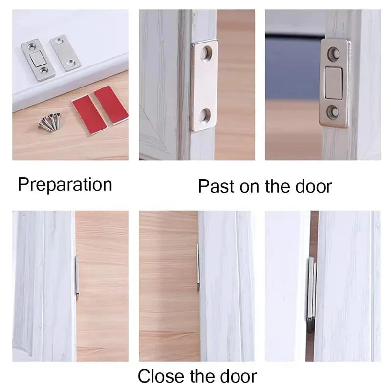 Ultra-Thin Magnetic Cabinet Catch – Adhesive Drawer & Door Closer, 2-Pack