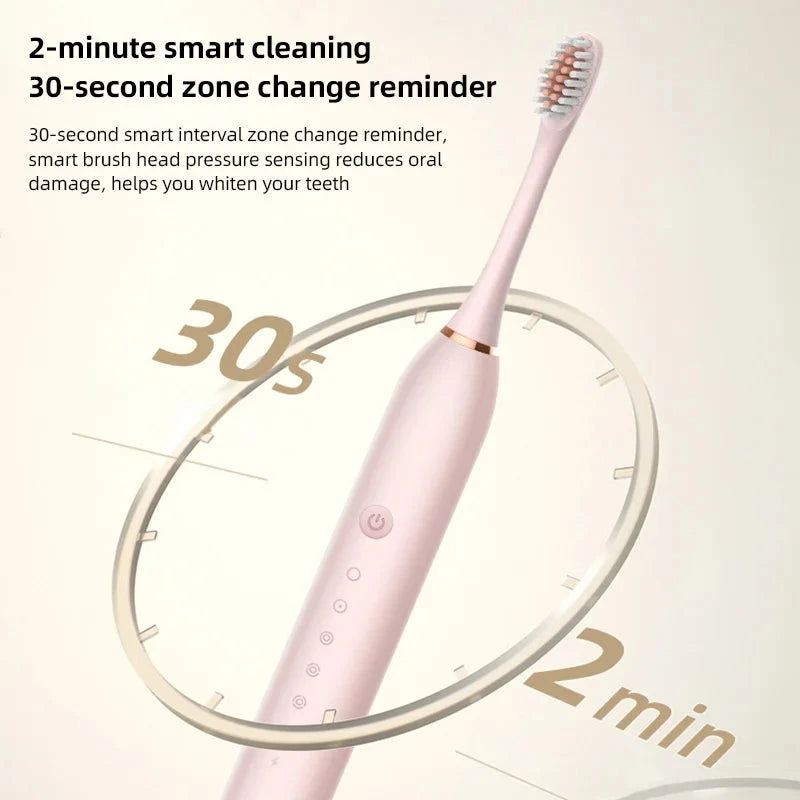 Ultrasonic Electric Toothbrush - 6 Modes, Waterproof, USB Rechargeable