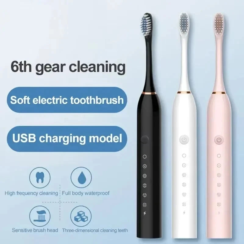 Ultrasonic Electric Toothbrush with 6 Speed Modes, Waterproof