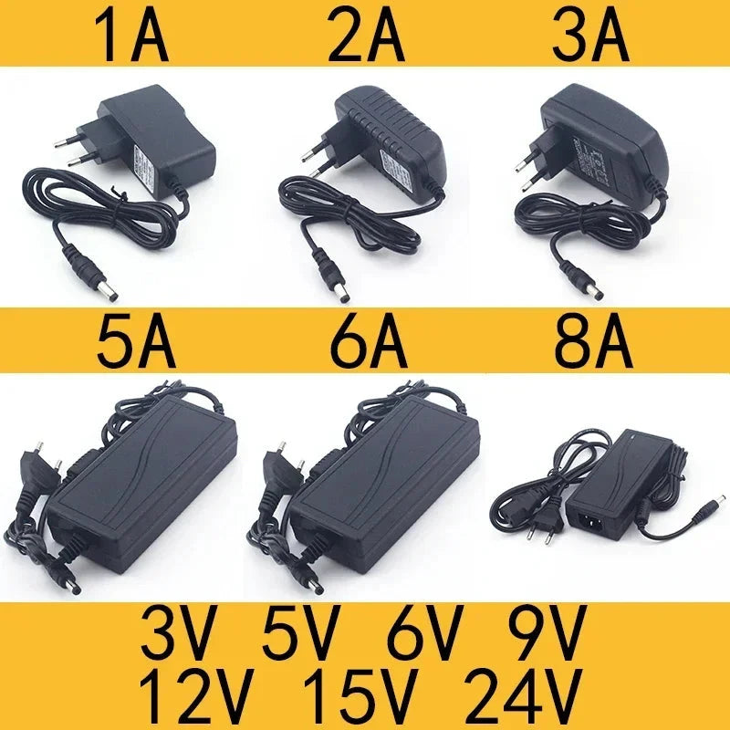 Universal AC-DC Power Adapter 3V-24V – Multiple Amps for LED & Electronics