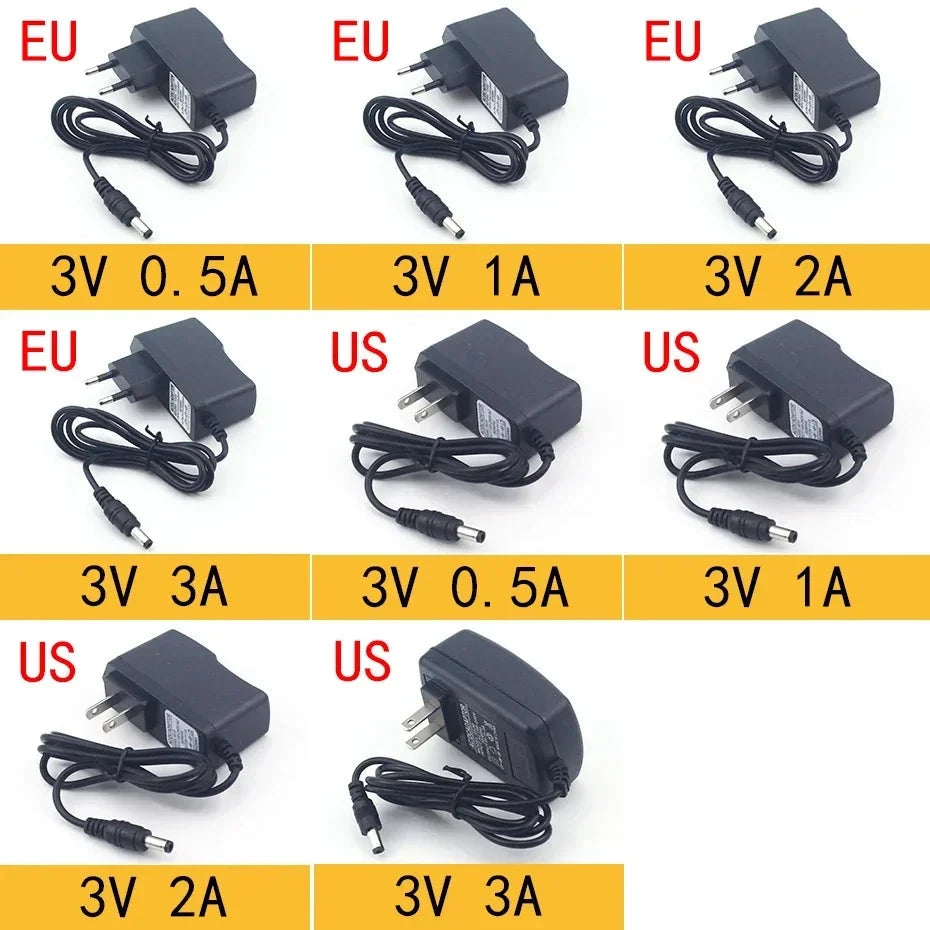 Universal AC-DC Power Adapter 3V-24V – Multiple Amps for LED & Electronics