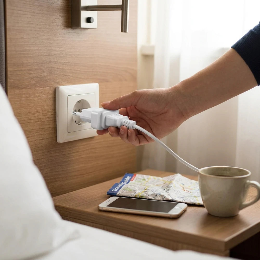 US to EU Travel Power Plug Adapter - Compact & Certified Safe