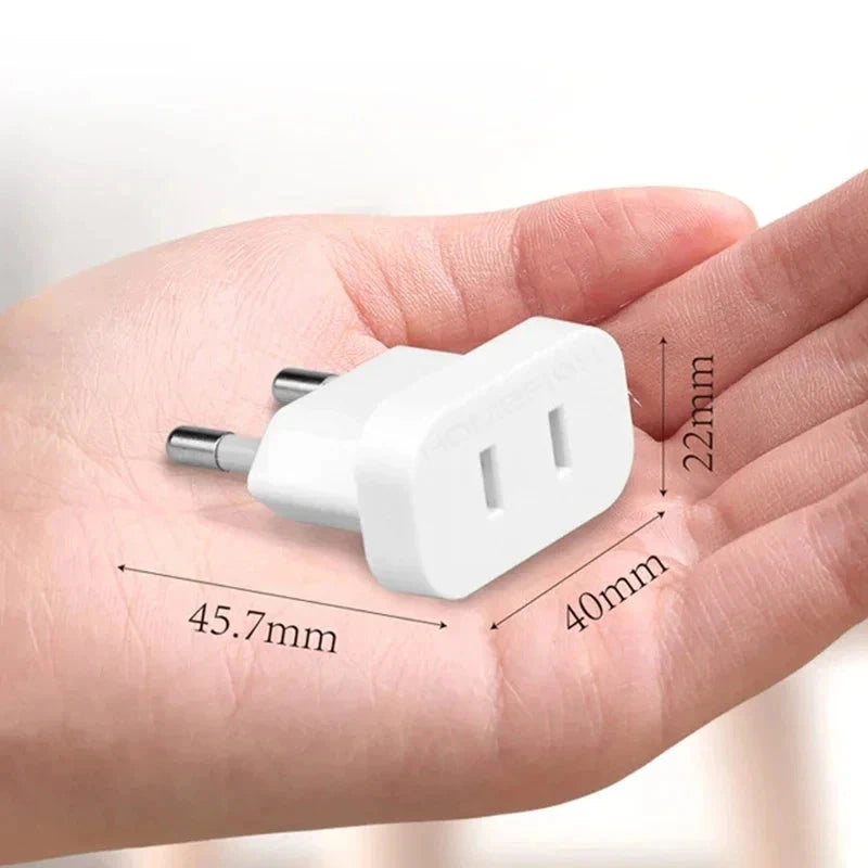 US to EU Travel Power Plug Adapter - Compact Outlet Converter