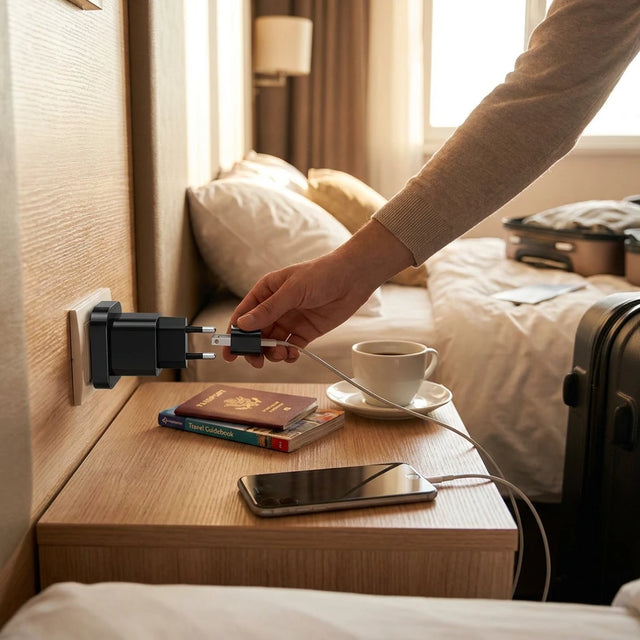 US to EU Travel Power Plug Adapter - Compact Outlet Converter