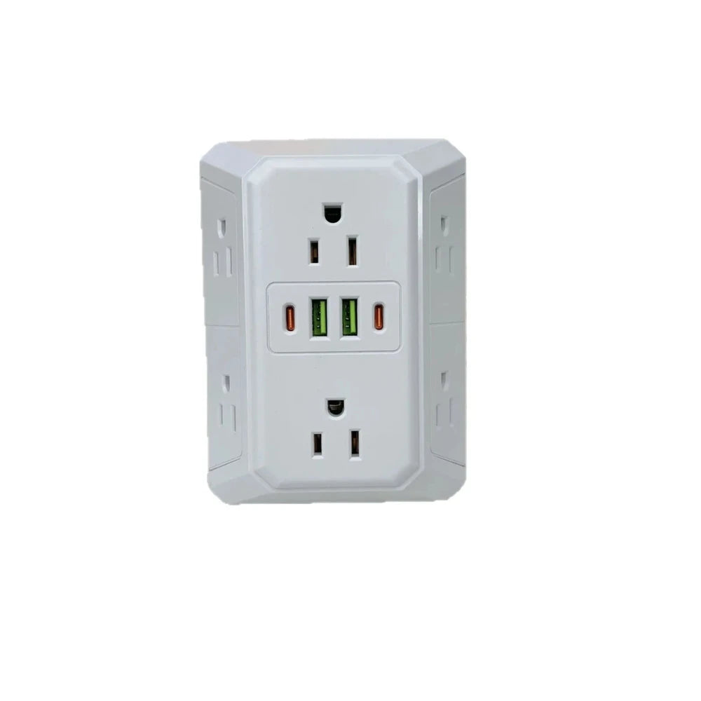US Wall Socket with 6 AC Outlets &amp; 4 USB Ports (2 USB-C)