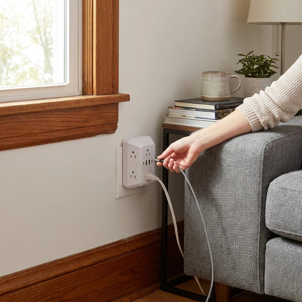 US Wall Socket with 6 AC Outlets &amp; 4 USB Ports (2 USB-C)