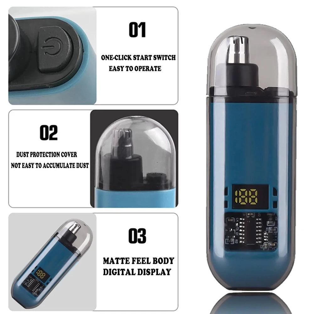 USB Nose &amp; Ear Hair Trimmer - Quiet, Washable, Quick-Charging
