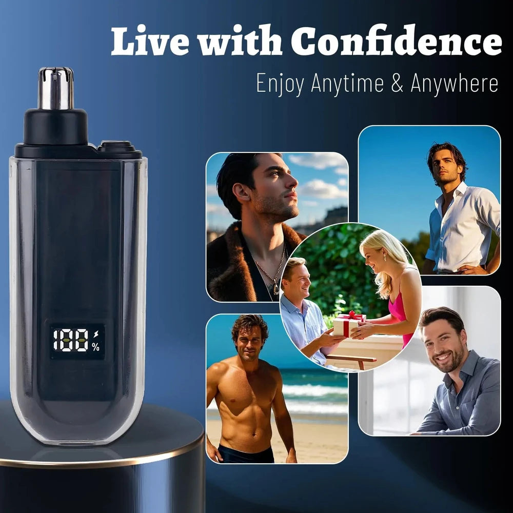 USB Rechargeable Nose &amp; Ear Hair Trimmer - Compact Grooming Tool for Men
