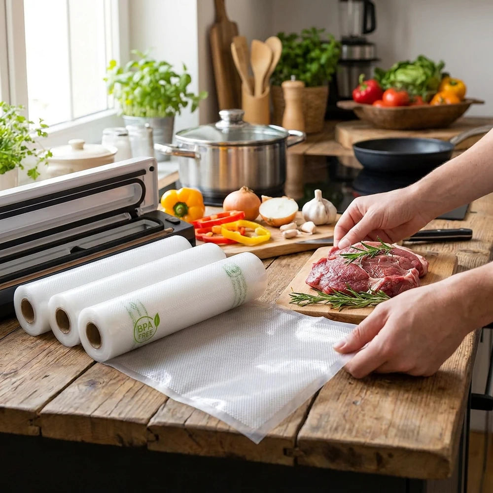 Vacuum Sealer Storage Bags for Food – Multiple Sizes, 500cm Rolls