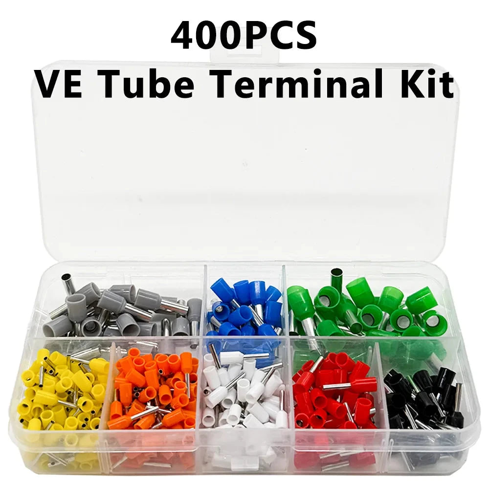 VE Tubular Crimp Terminals – Insulated Wire End Connectors, 400 Pcs