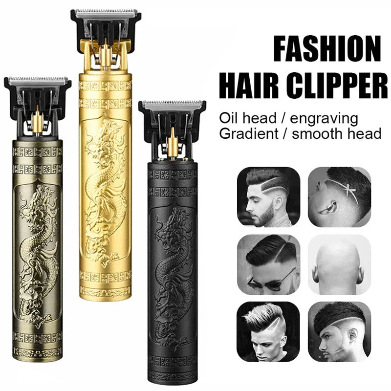 Vintage Cordless Hair Clipper - USB Rechargeable Barber Trimmer for Men
