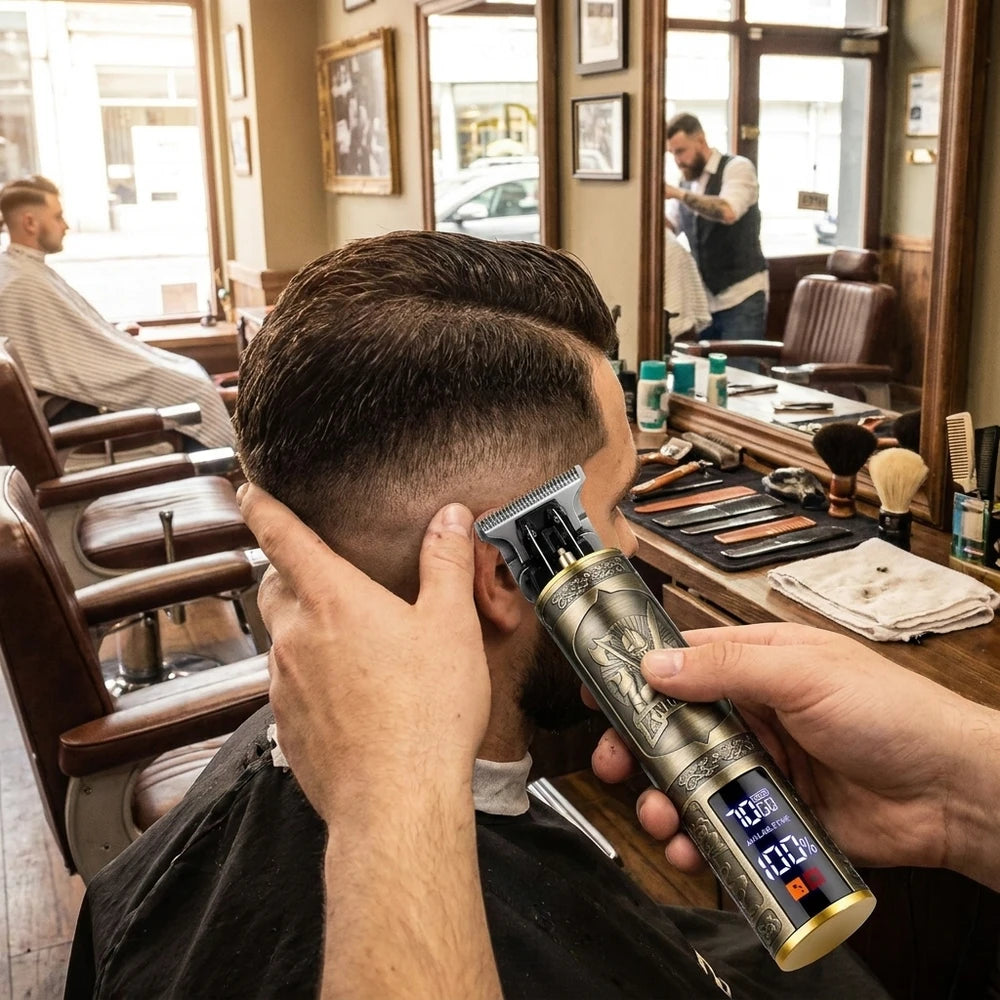 Vintage Cordless Hair Clipper - USB Rechargeable Trimmer for Men