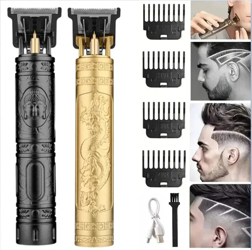 Vintage Cordless Hair Trimmer - USB Fast-Charging Barber Clipper