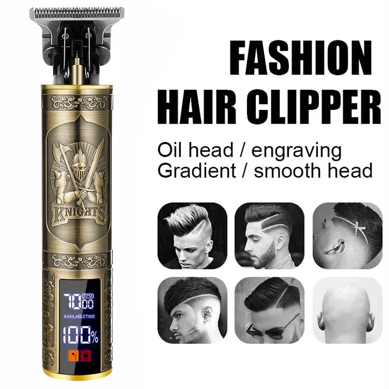 Vintage Cordless Hair Trimmer - USB Fast-Charging Barber Clipper