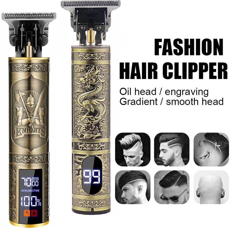 Vintage Cordless Hair Trimmer - USB Fast-Charging Barber Clipper