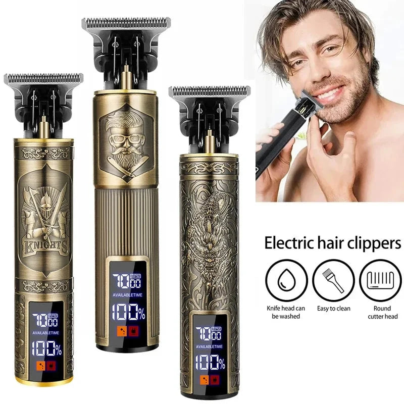 Vintage Cordless Hair Trimmer - USB Fast-Charging Barber Clipper