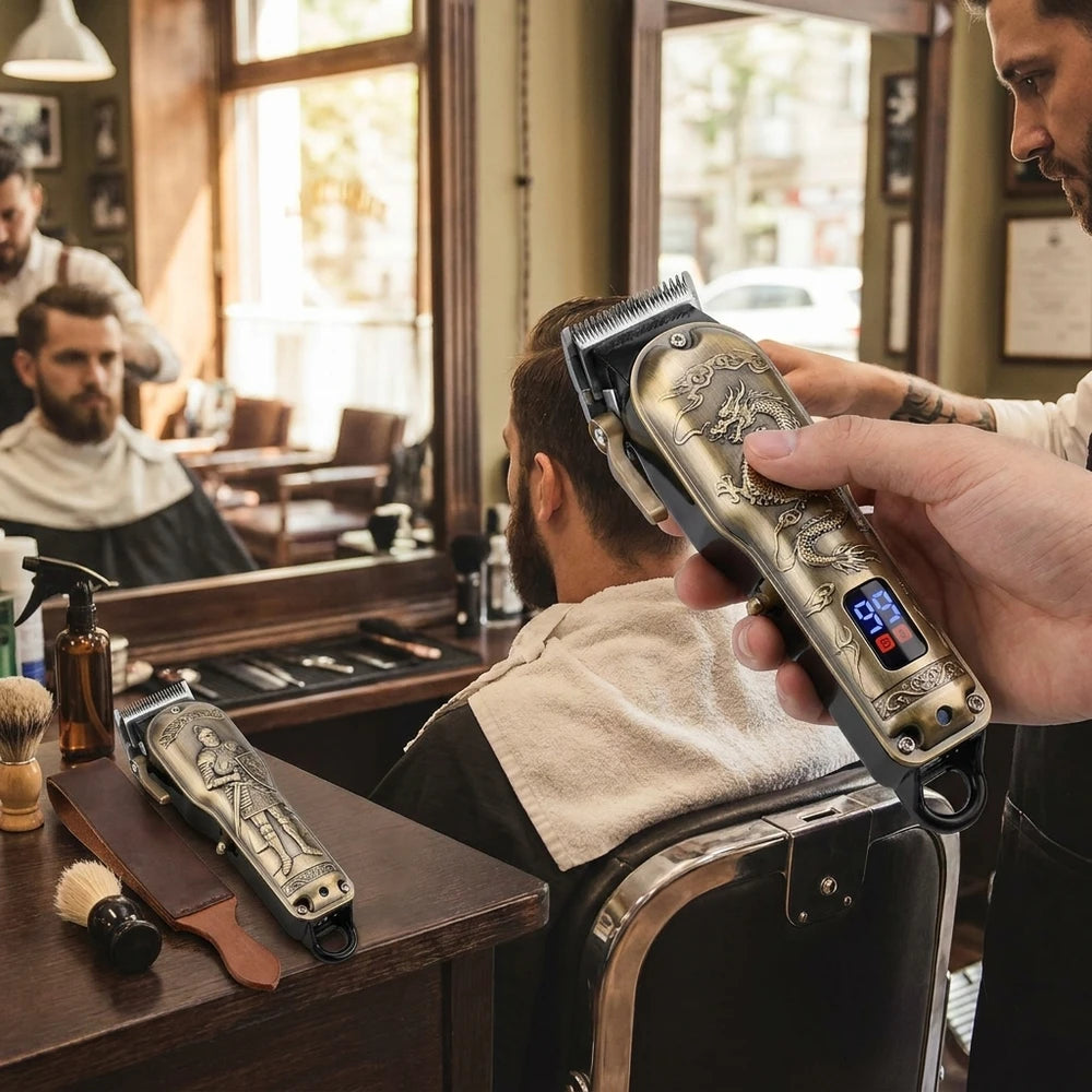 Vintage Cordless Hair Trimmer - USB Fast-Charging Barber Clipper