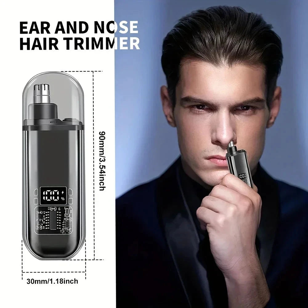 USB-C Rechargeable Nose & Ear Hair Trimmer, Compact Kit