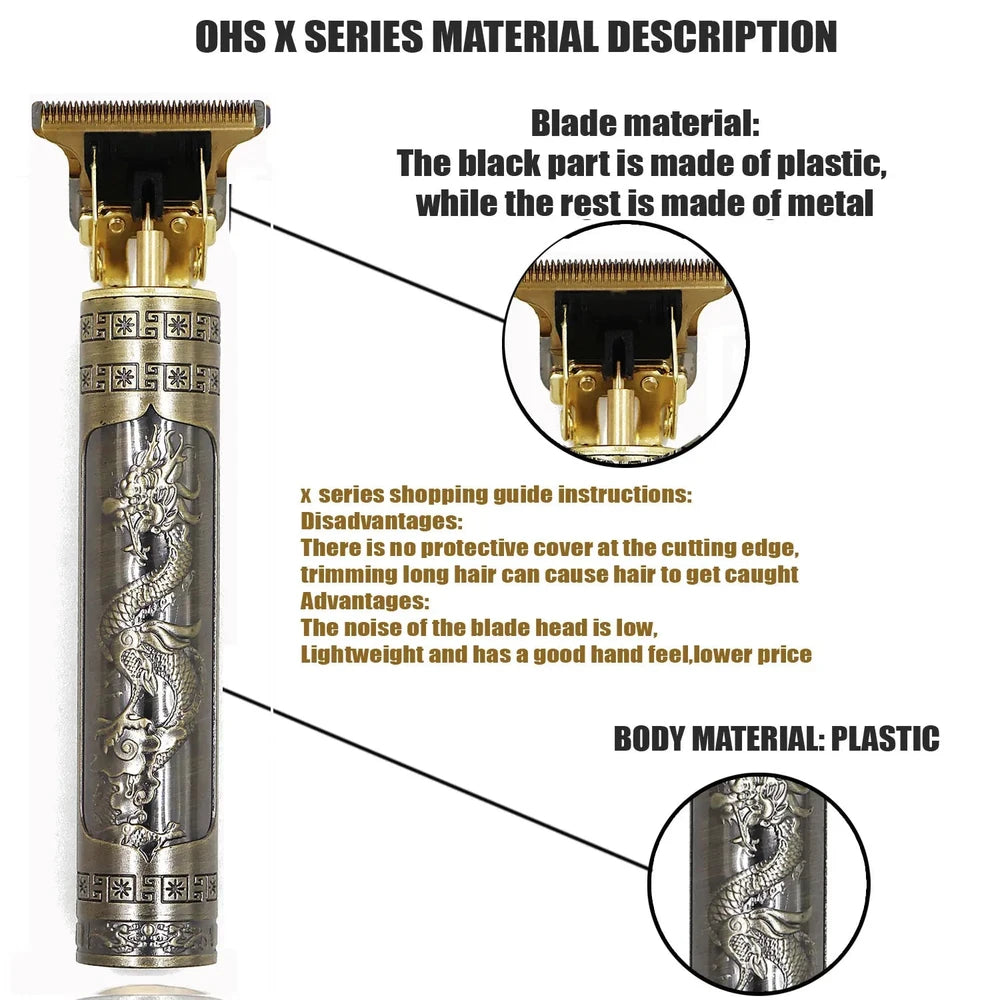 Vintage T9 Hair Clipper - Cordless Beard & Body Trimmer for Men