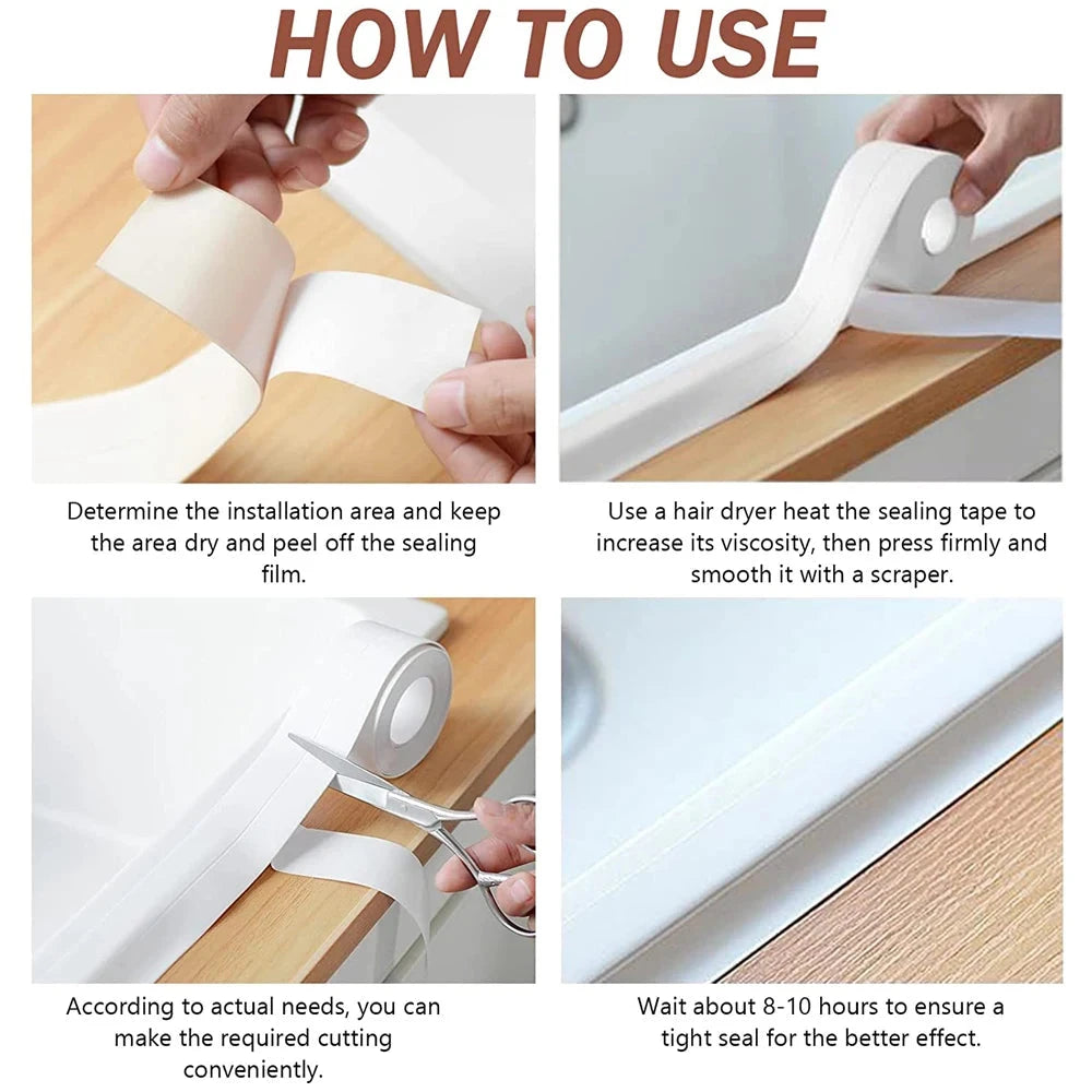 Waterproof Self-Adhesive Caulk Tape for Kitchen & Bathroom Sealing