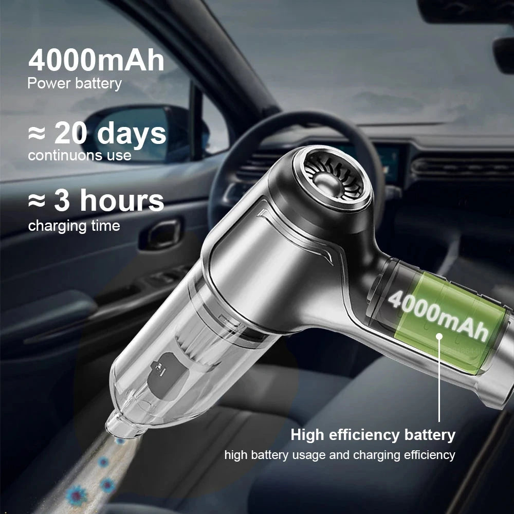 Wireless Car Vacuum Cleaner - Strong Suction Handheld 2-in-1 Blower