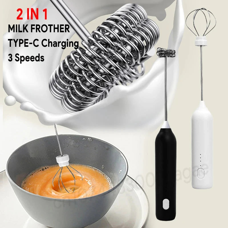 Wireless Electric Milk Frother & Egg Beater with USB-C Charging