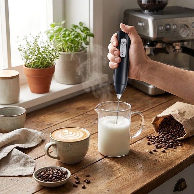 Wireless Electric Milk Frother - Rechargeable Handheld Whisk