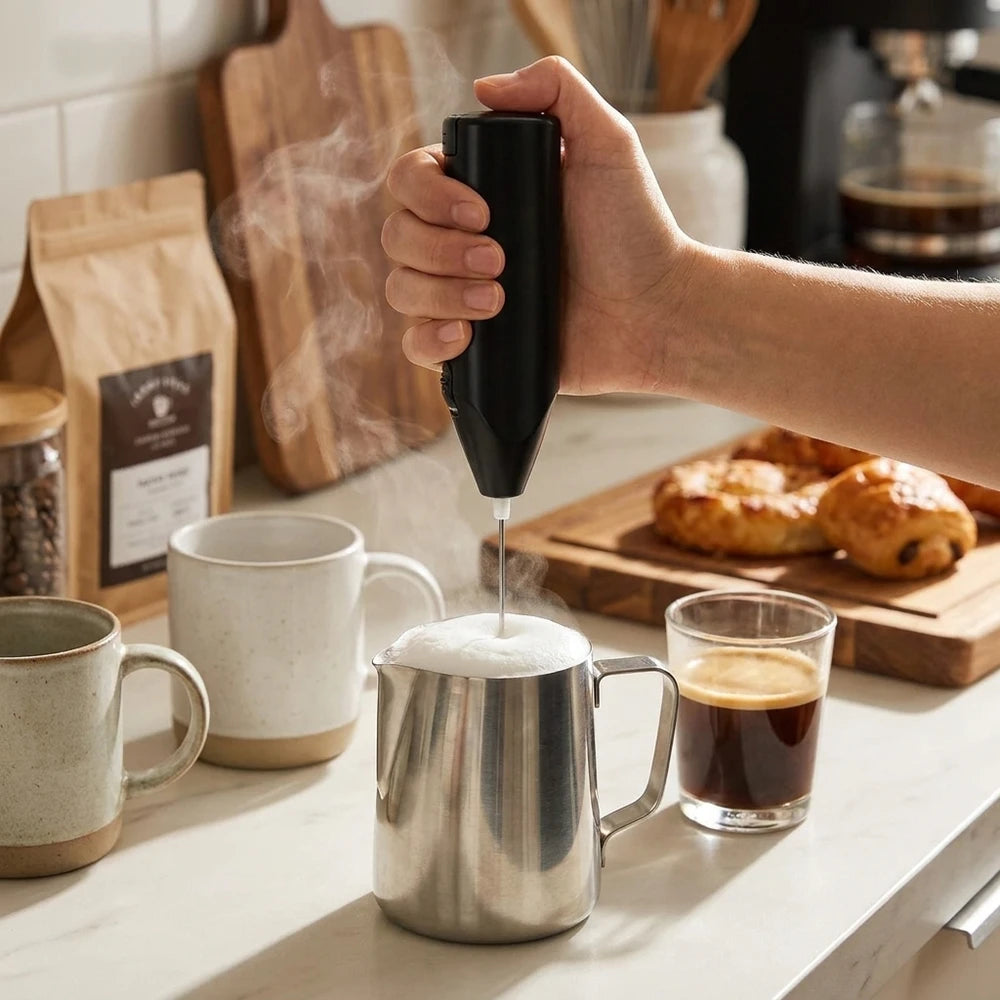 Wireless Handheld Milk Frother - Electric Coffee & Egg Whisk Mixer