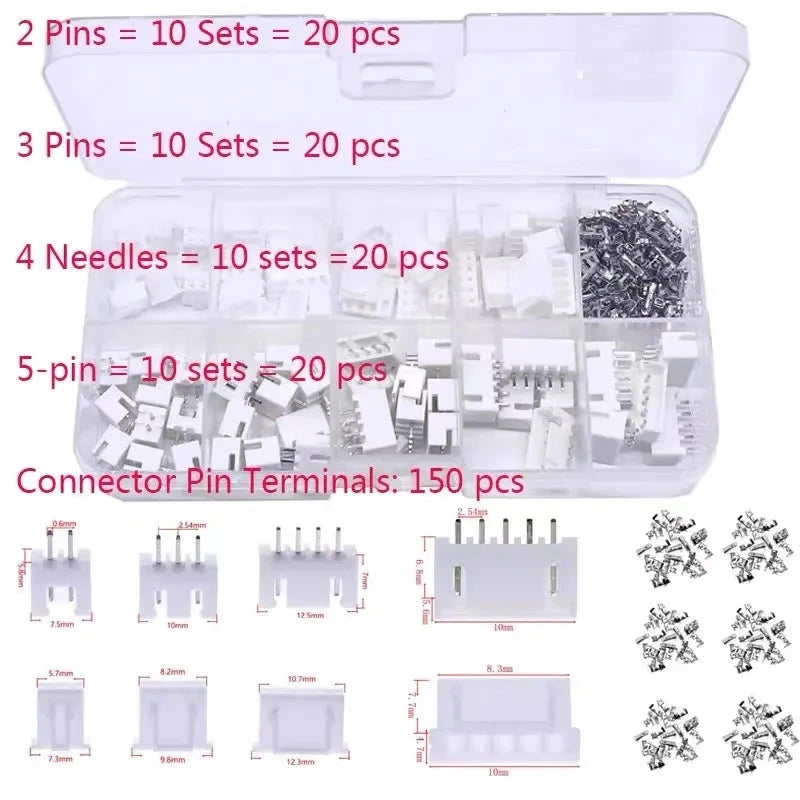 XH2.54 Connector Kit – 2-5 Pin Male & Female Terminal Housing Set