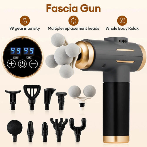 11-in-1 Massage Gun - 99-Level Deep Tissue Percussion Massager for Muscle Recovery, Full Body Fascia Relief