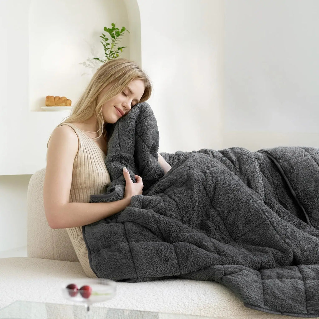 Weighted Blanket for Adults – Cooling Heavy Blanket for Stress Relief & Better Sleep