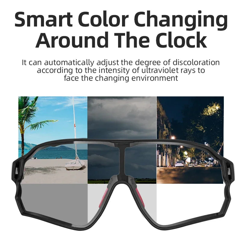 ROCKBROS Photochromic Cycling Sunglasses – UV400 Sports Glasses for Road & MTB