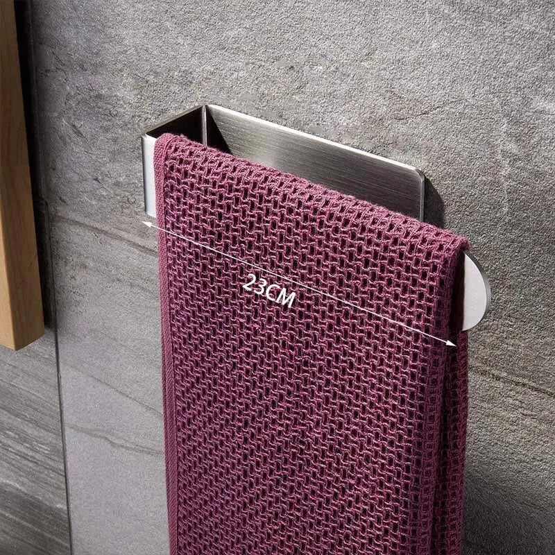 Self-Adhesive Stainless Steel Towel Rack, No-Drill Bathroom Storage