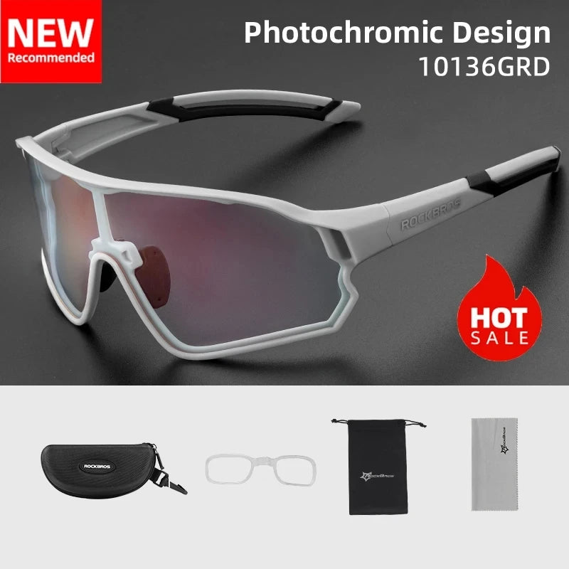 ROCKBROS Photochromic Cycling Sunglasses – UV400 Sports Glasses for Road & MTB
