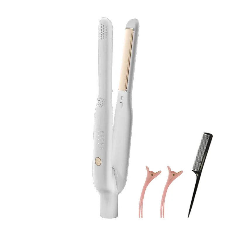 2-in-1 Mini Hair Straightener & Curler - Ceramic Fast Heating 140-220°C - Portable Flat Iron for Short Hair Travel Styling