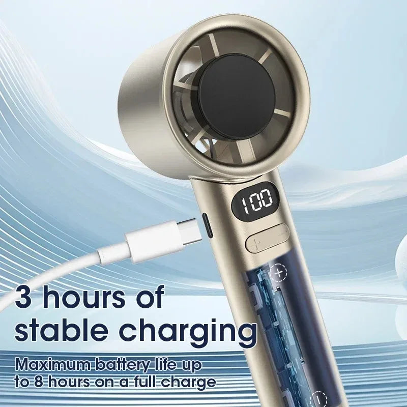Mini Handheld Fan – Silent, Rechargeable, 4-Speed Portable Cooling